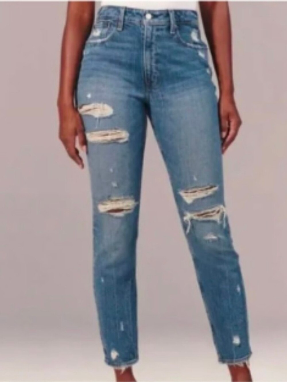 ❤️ ABERCROMBIE & FITCH CURVE LOVE HIGH RISE MOM JEANS, DISTRESSED, 4 (27) - Picture 2 of 11